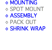 MOUNTING SPOT MOUNT ASSEMBLY PACK OUT SHRINK WRAP